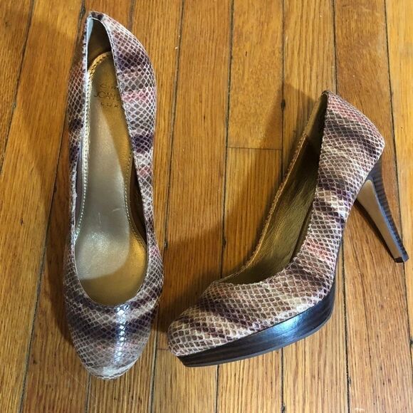 Circa Joan David Shoes Size 7.5 Heels Pearly Snake - Picture 1 of 6